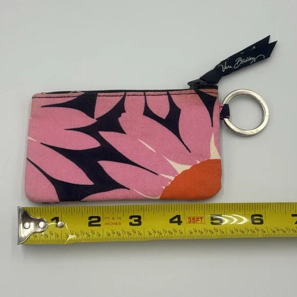 Vera Bradley Zip Coin Purse ID Holder Credit Card Case Pink Flowers Wallet‎ - Picture 7 of 12